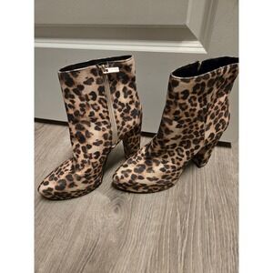 Jessica Simpson Leopard Print High Heel Ankle Boots Women's Size 9M